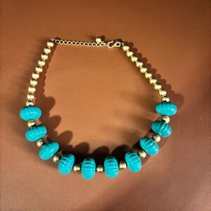 Kenneth Jay Lane Turquoise and Gold Beaded Necklace